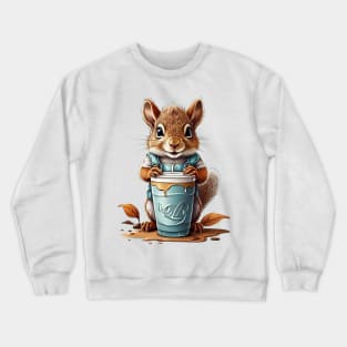 Iced Coffee and Cute Squirrel Crewneck Sweatshirt